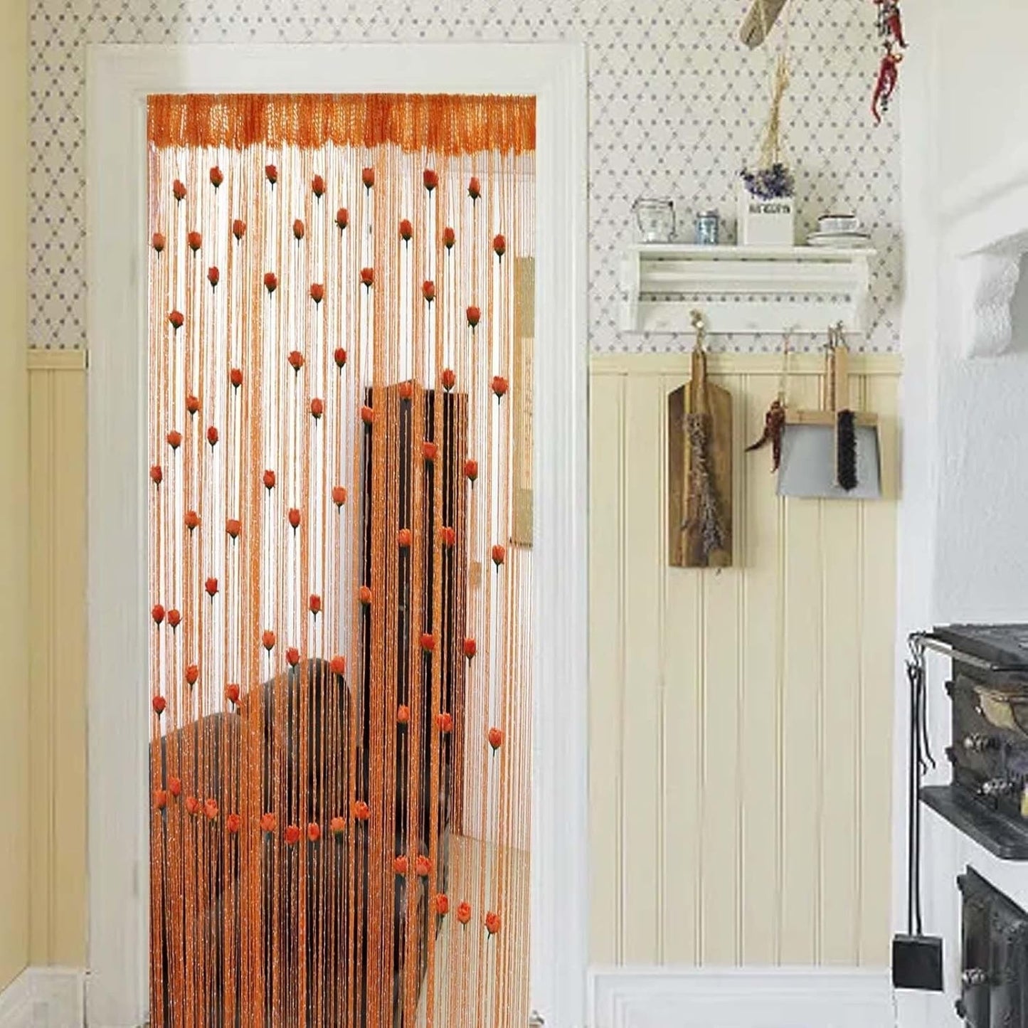 Door Line Curtain Rose Flower Shape