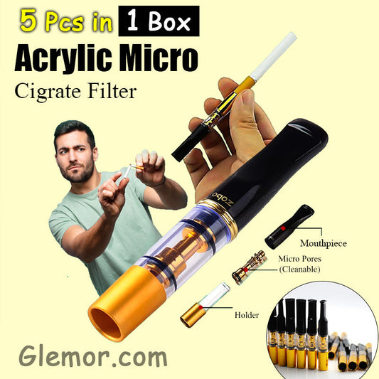 Acrylic Micro Tar Filter for Smokers (Pack of 5)