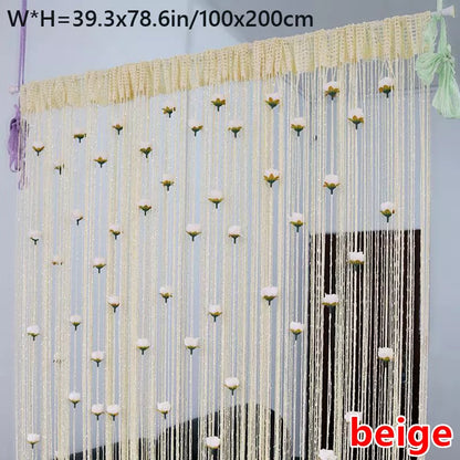 Door Line Curtain Rose Flower Shape